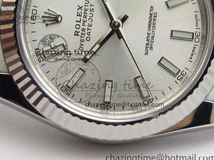 Fluted Best 1:1 Oyster On Dial Silver Bezel SS 41mm 126334 Bracelet Edition A3235 DateJust Noob 0214